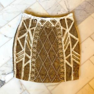 GORGEOUS Needle & Thread Sequin Mini Skirt Gold 2 Beaded